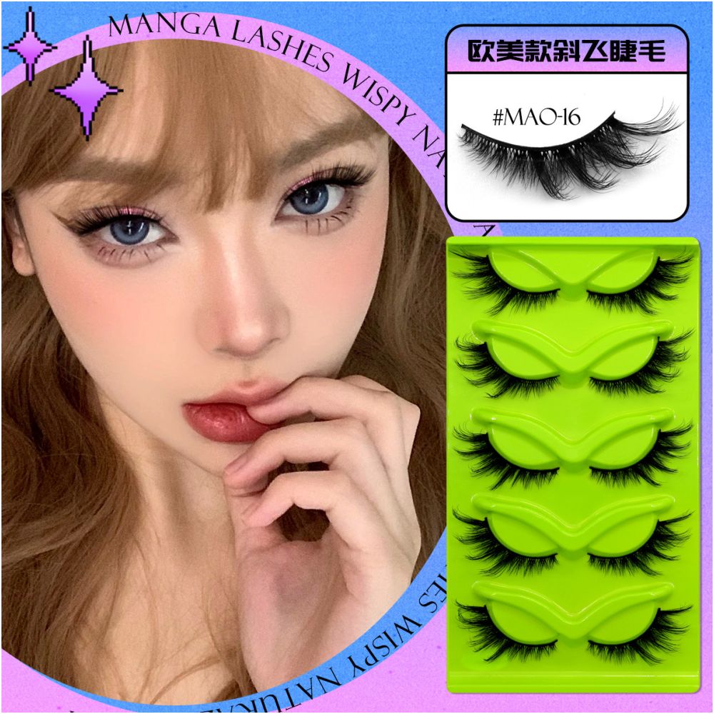 Fox style little devil with flying false eyelashes mixed race feeling Asian style curly and curled false eyelashes one piece eye tail elongated eyelashes