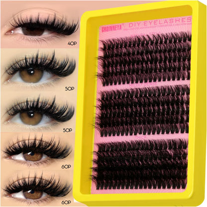 GROINNEYA Asian segmented false eyelashes D curled thick and fluffy single cluster false eyelashes wheat ears pure wild style image 1
