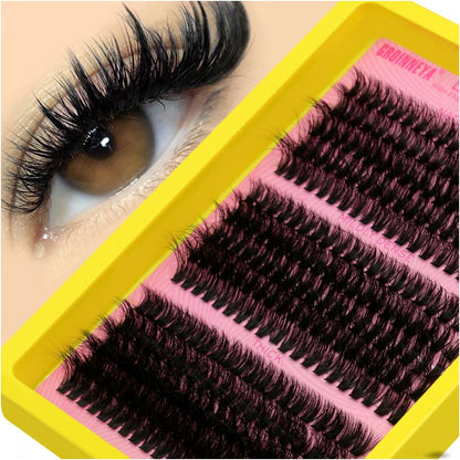 GROINNEYA Asian segmented false eyelashes D curled thick and fluffy single cluster false eyelashes wheat ears pure wild style image 2