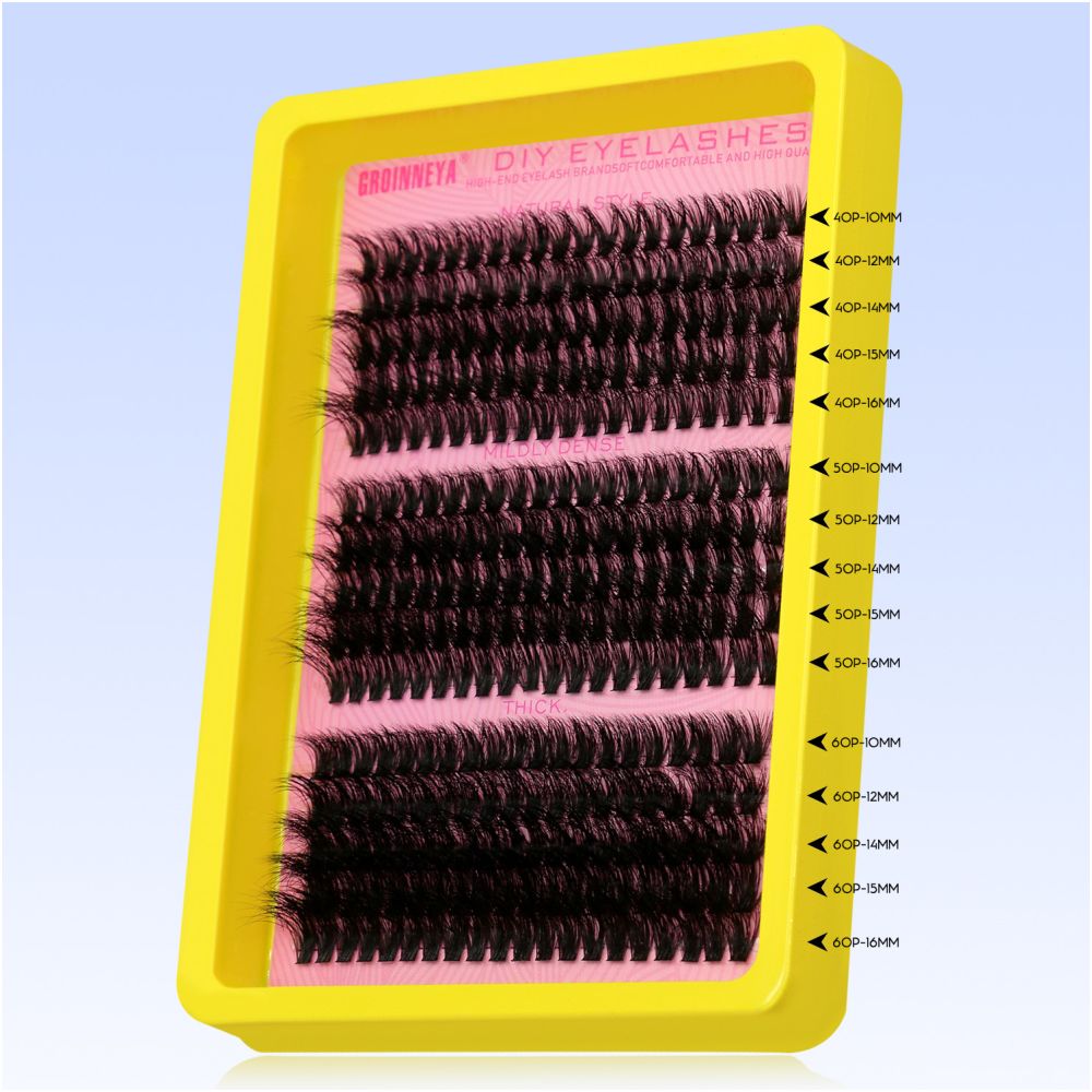 GROINNEYA Asian segmented false eyelashes D curled thick and fluffy single cluster false eyelashes wheat ears pure wild style image 3