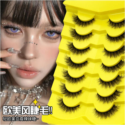 GROINNEYA Light European Cat Eye One Piece False Eyelash Mixed Asian Style Natural Hair Influenza Black Hard Meme image 1