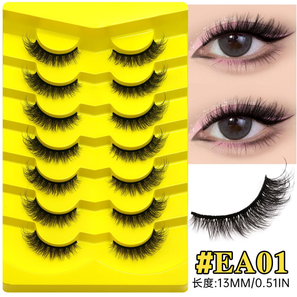 GROINNEYA Light European Cat Eye One Piece False Eyelash Mixed Asian Style Natural Hair Influenza Black Hard Meme