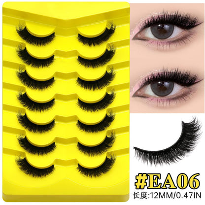 GROINNEYA Light European Cat Eye One Piece False Eyelash Mixed Asian Style Natural Hair Influenza Black Hard Meme