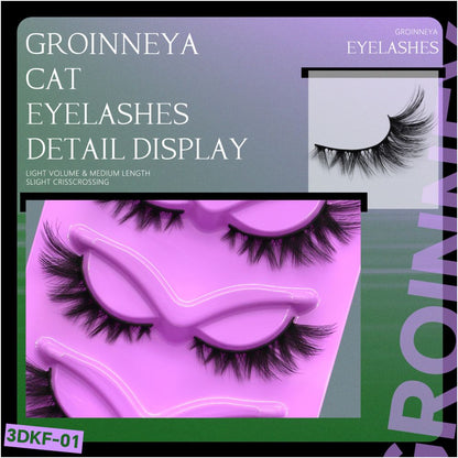 GROINNEYA 5 Pair W shaped Large Dense Curled Eyelash Fox style Eye Tail Elongated Half Blood Asian Style One Piece image 5