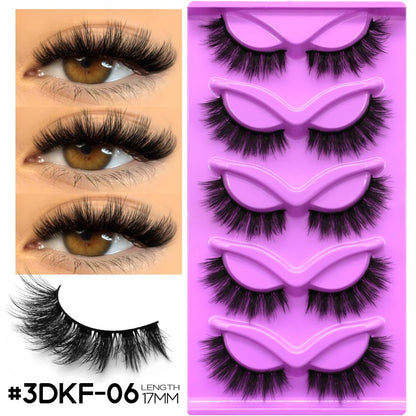 GROINNEYA 5 Pair W shaped Large Dense Curled Eyelash Fox style Eye Tail Elongated Half Blood Asian Style One Piece