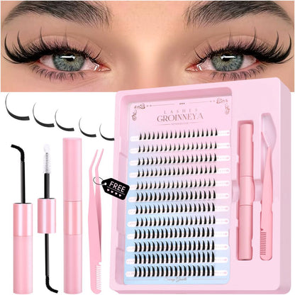 GROINNEYA Segmented False Eyelash Set Little Devil Comic Wind Powered Adhesive Tweezers Thick Durable Convenient image 0
