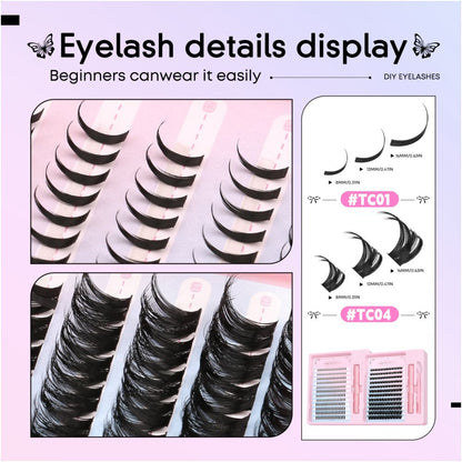 GROINNEYA Segmented False Eyelash Set Little Devil Comic Wind Powered Adhesive Tweezers Thick Durable Convenient image 3