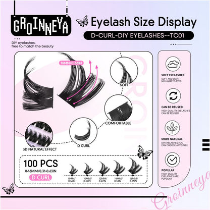 GROINNEYA Segmented False Eyelash Set Little Devil Comic Wind Powered Adhesive Tweezers Thick Durable Convenient image 4