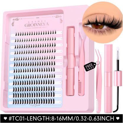 GROINNEYA Segmented False Eyelash Set Little Devil Comic Wind Powered Adhesive Tweezers Thick Durable Convenient