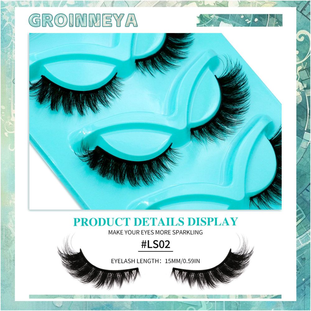 GROINNEYA Natural False Eyelash LS Series Mixed Blood Style Eyelash MSDS Certification False Eyelash Artificial Fiber Thick Eyelash image 5
