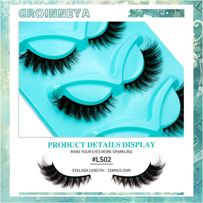 GROINNEYA Natural False Eyelash LS Series Mixed Blood Style Eyelash MSDS Certification False Eyelash Artificial Fiber Thick Eyelash image 5