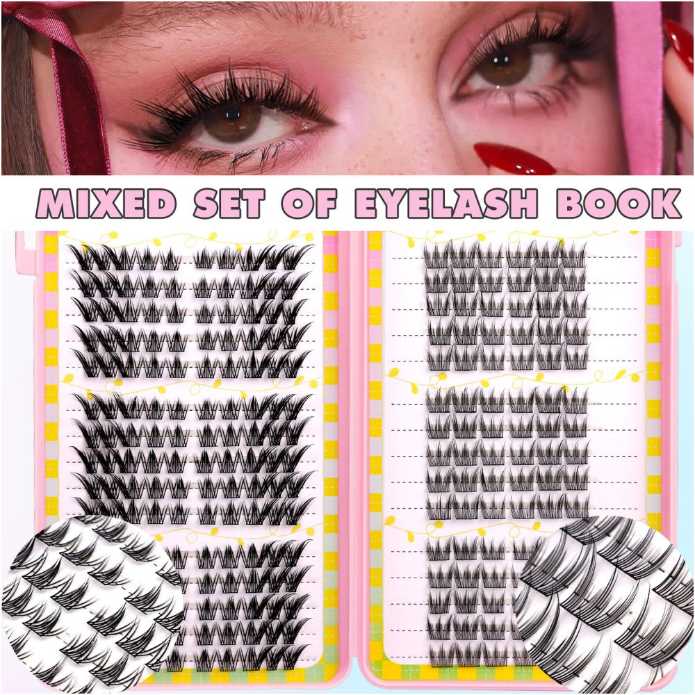 GROINNEYA 240 Cluster Large Capacity Natural Eyelash Book with 6 Mixed Types of Natural Segmented Eyelashes image 3