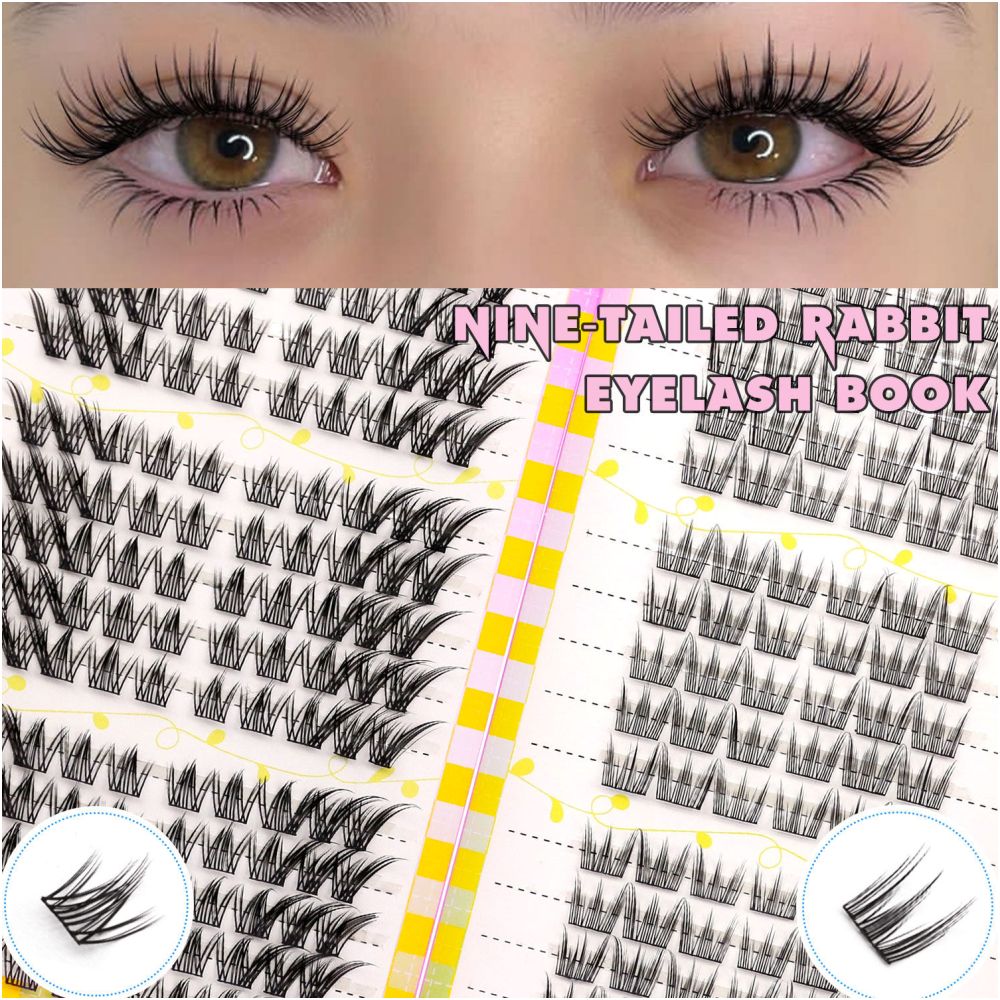 GROINNEYA 240 Cluster Large Capacity Natural Eyelash Book with 6 Mixed Types of Natural Segmented Eyelashes image 0