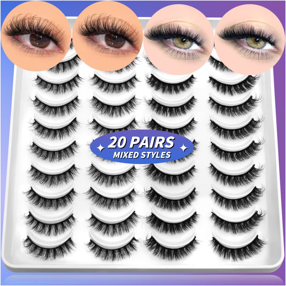 GROINNEYA20 has two mixed styles of large capacity mixed blood thick one piece false eyelashes D upturned cat eyes image 2