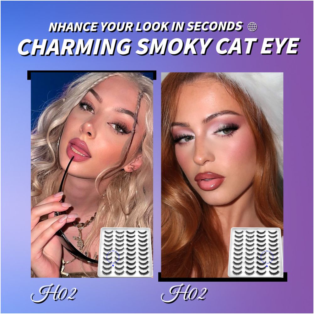 GROINNEYA20 has two mixed styles of large capacity mixed blood thick one piece false eyelashes D upturned cat eyes image 3