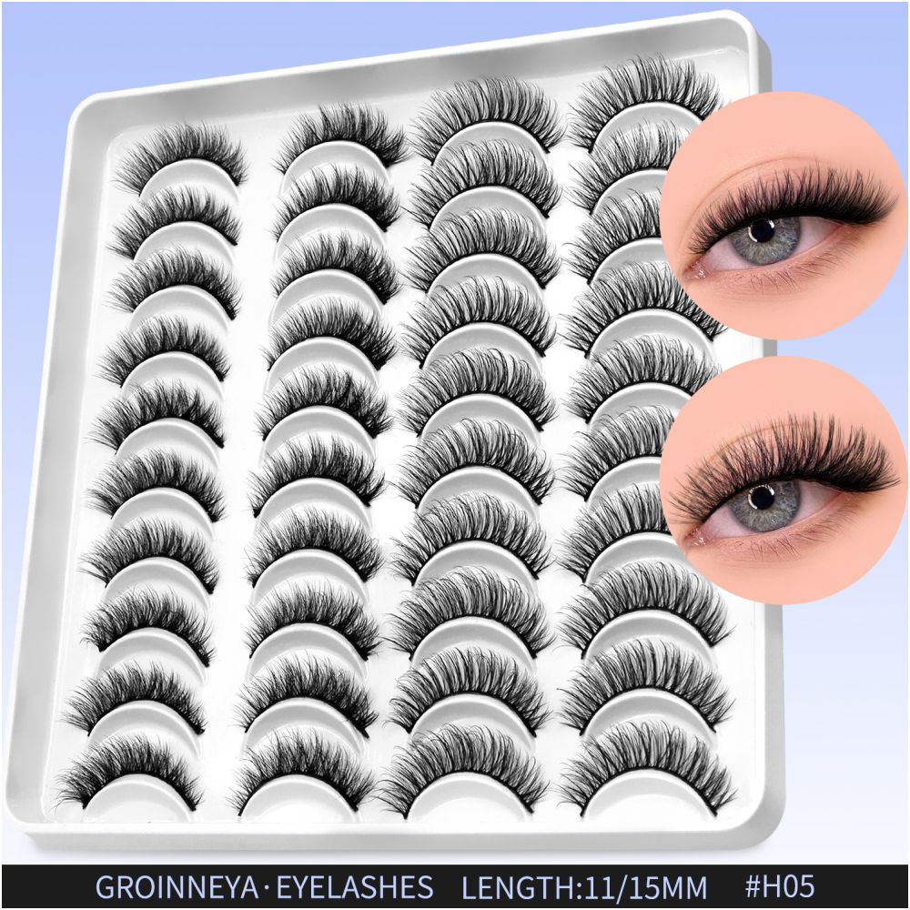 GROINNEYA20 has two mixed styles of large capacity mixed blood thick one piece false eyelashes D upturned cat eyes