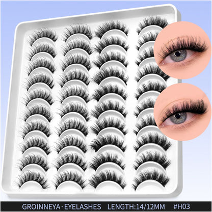 GROINNEYA20 has two mixed styles of large capacity mixed blood thick one piece false eyelashes D upturned cat eyes