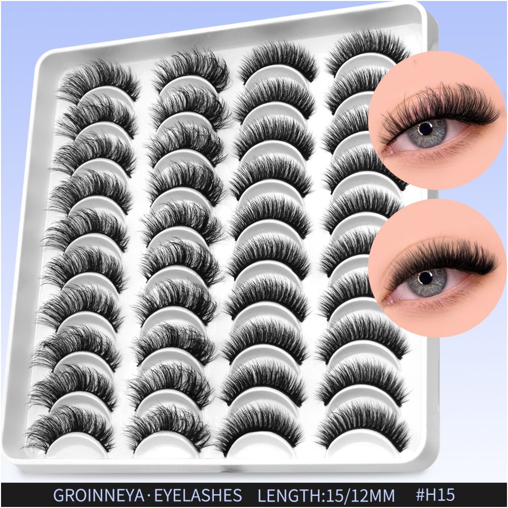 GROINNEYA20 has two mixed styles of large capacity mixed blood thick one piece false eyelashes D upturned cat eyes