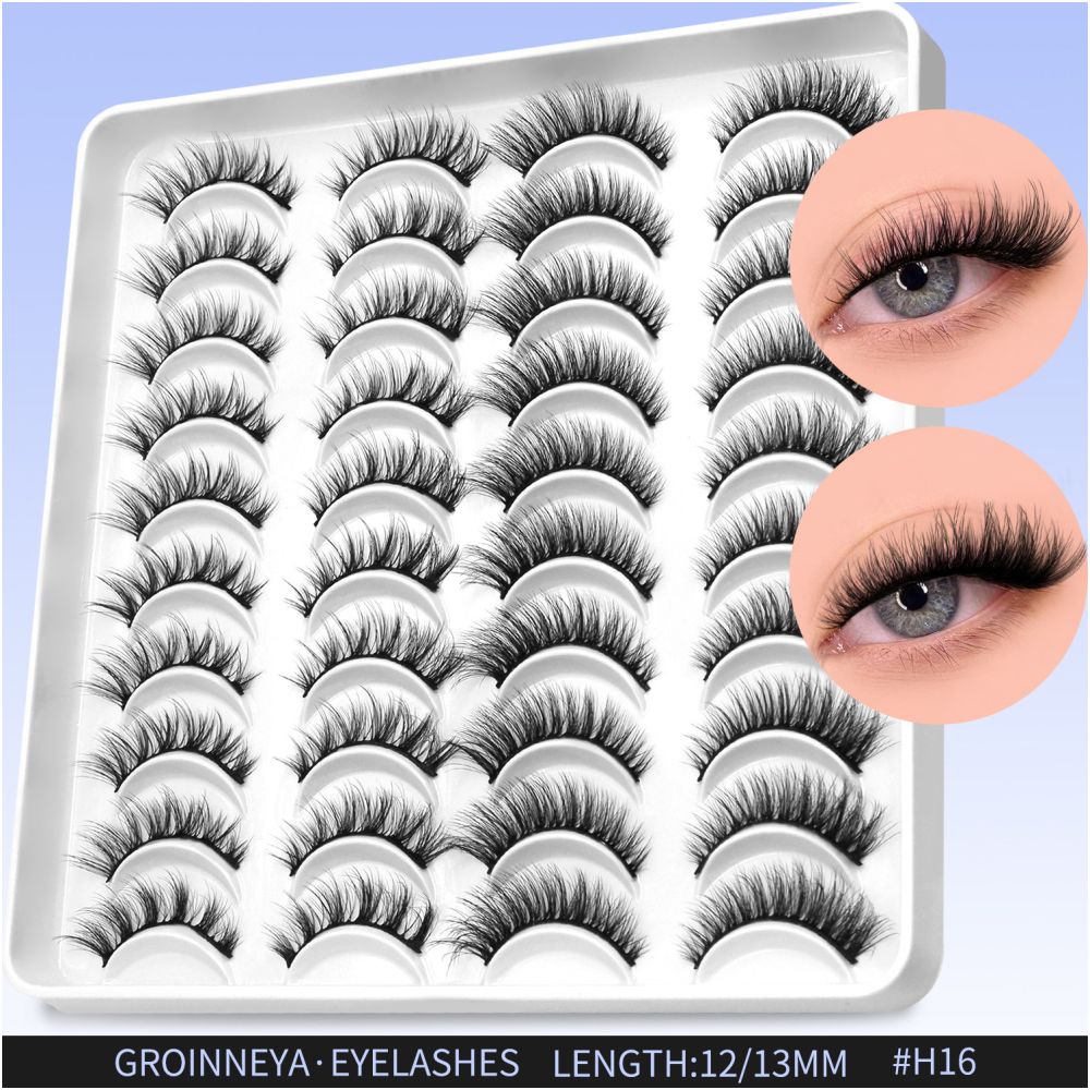 GROINNEYA20 has two mixed styles of large capacity mixed blood thick one piece false eyelashes D upturned cat eyes