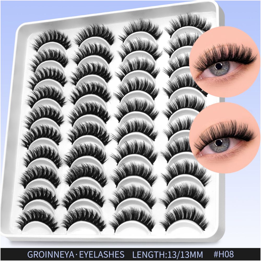 GROINNEYA20 has two mixed styles of large capacity mixed blood thick one piece false eyelashes D upturned cat eyes