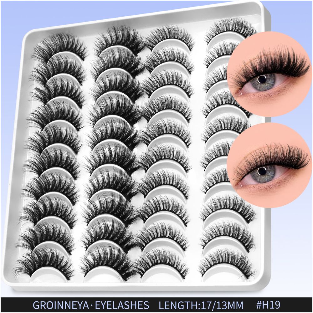 GROINNEYA20 has two mixed styles of large capacity mixed blood thick one piece false eyelashes D upturned cat eyes