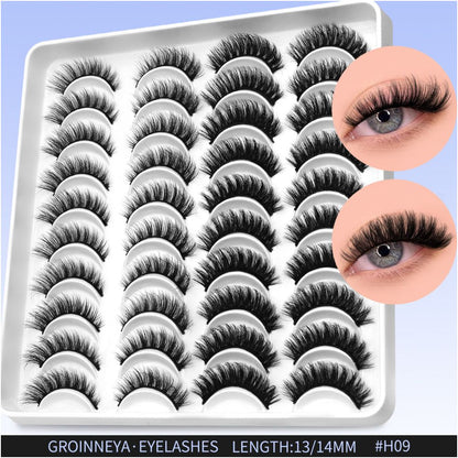 GROINNEYA20 has two mixed styles of large capacity mixed blood thick one piece false eyelashes D upturned cat eyes