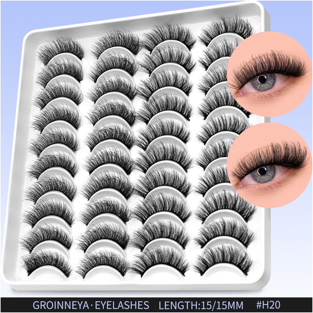GROINNEYA20 has two mixed styles of large capacity mixed blood thick one piece false eyelashes D upturned cat eyes