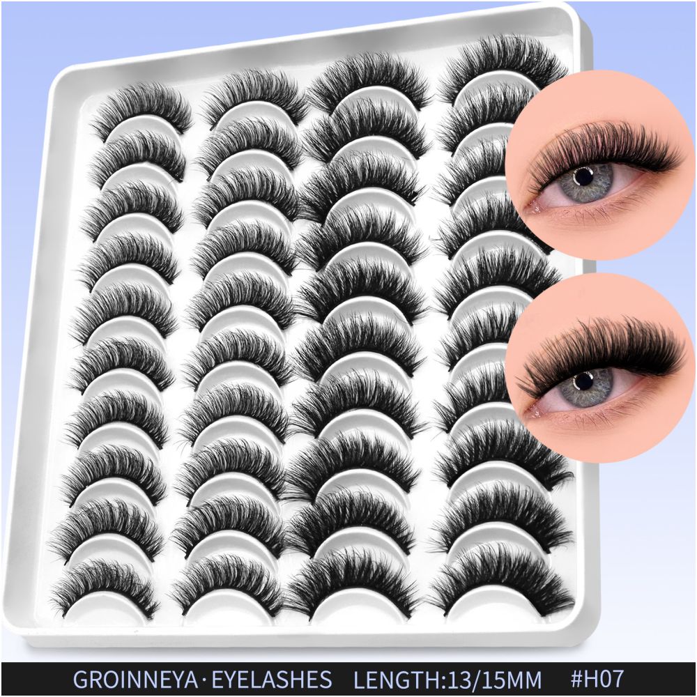 GROINNEYA20 has two mixed styles of large capacity mixed blood thick one piece false eyelashes D upturned cat eyes