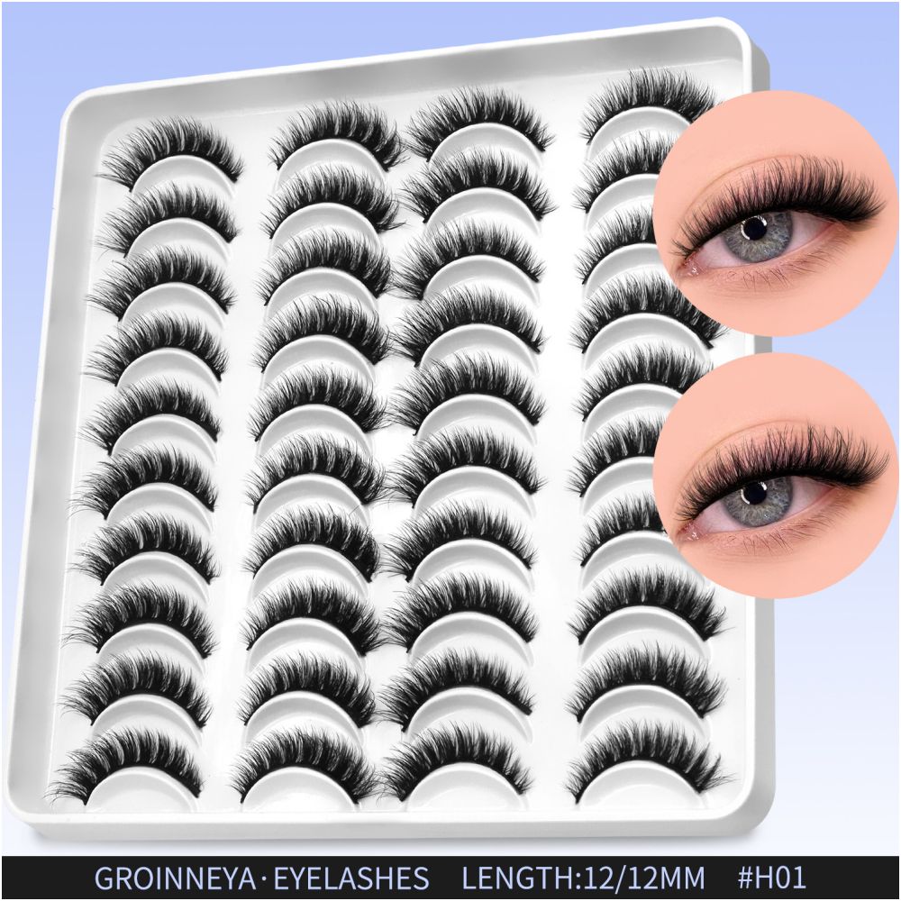 GROINNEYA20 has two mixed styles of large capacity mixed blood thick one piece false eyelashes D upturned cat eyes