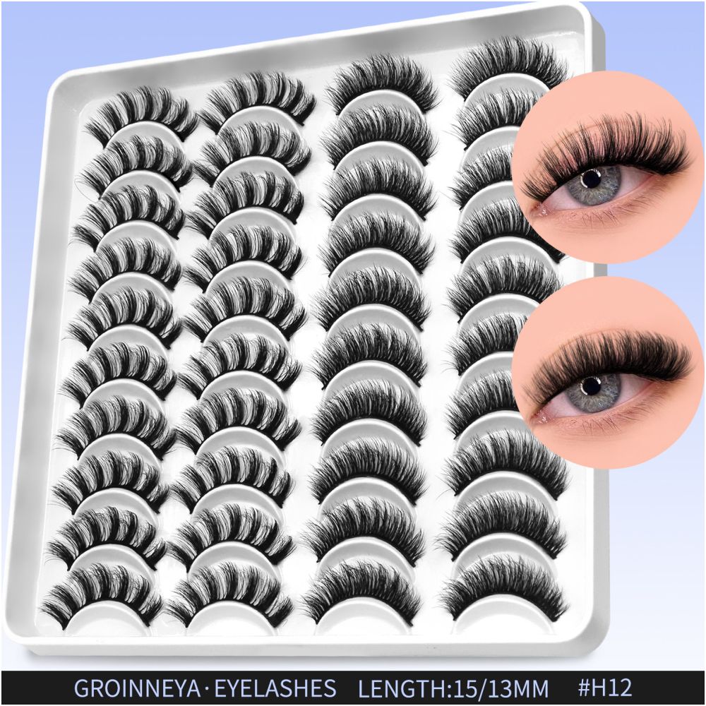 GROINNEYA20 has two mixed styles of large capacity mixed blood thick one piece false eyelashes D upturned cat eyes