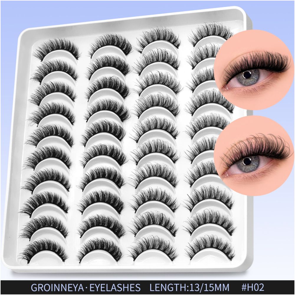 GROINNEYA20 has two mixed styles of large capacity mixed blood thick one piece false eyelashes D upturned cat eyes