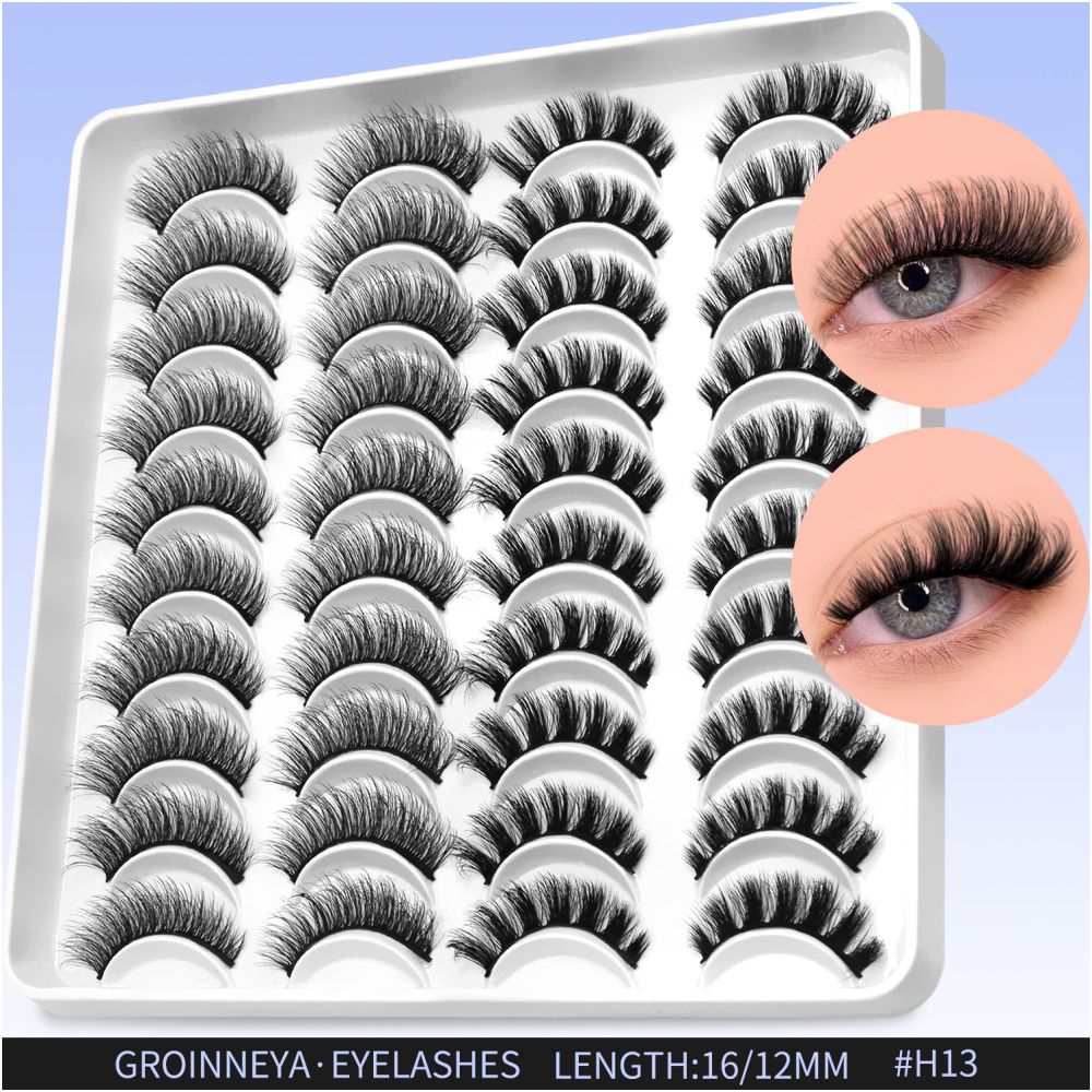 GROINNEYA20 has two mixed styles of large capacity mixed blood thick one piece false eyelashes D upturned cat eyes