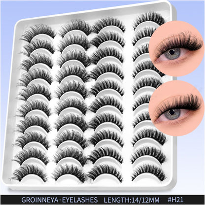 GROINNEYA20 has two mixed styles of large capacity mixed blood thick one piece false eyelashes D upturned cat eyes