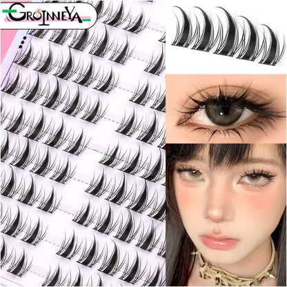 GROINNEYA Sweet Women s Group Korean style single cluster false eyelashes natural pure sweet girl black stem with eyeliner eyelashes image 1