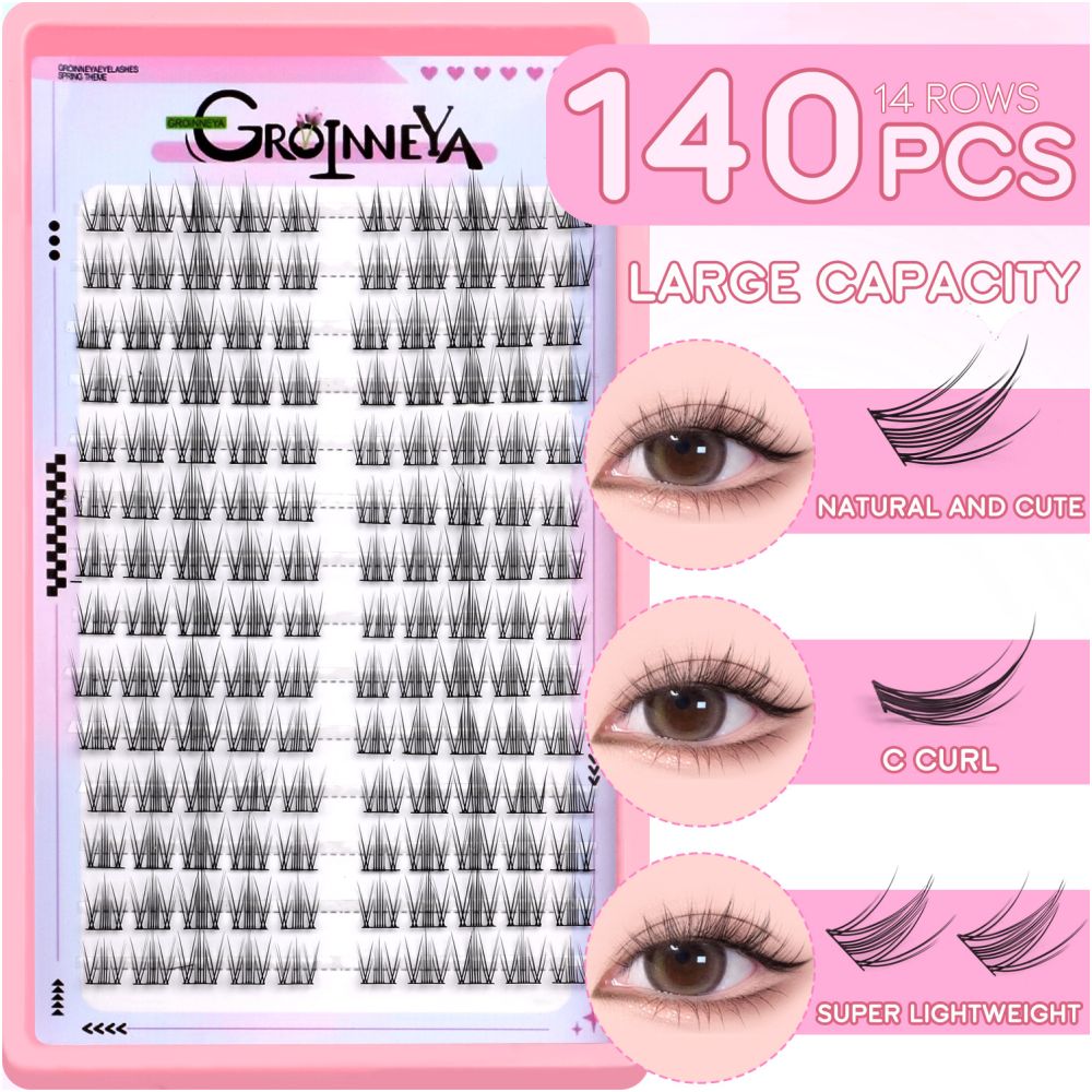 GROINNEYA Sweet Women s Group Korean style single cluster false eyelashes natural pure sweet girl black stem with eyeliner eyelashes image 3