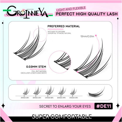 GROINNEYA Sweet Women s Group Korean style single cluster false eyelashes natural pure sweet girl black stem with eyeliner eyelashes image 4