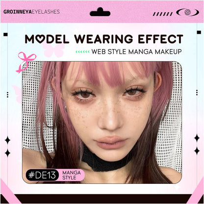 GROINNEYA Sweet Women s Group Korean style single cluster false eyelashes natural pure sweet girl black stem with eyeliner eyelashes image 5