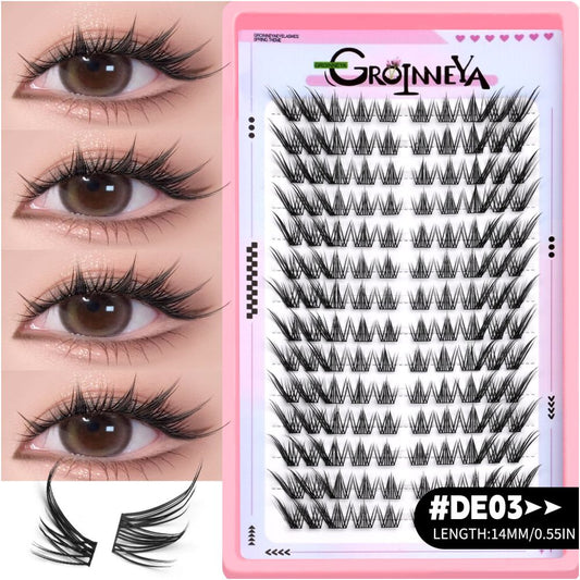 GROINNEYA Sweet Women s Group Korean style single cluster false eyelashes natural pure sweet girl black stem with eyeliner eyelashes