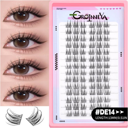 GROINNEYA Sweet Women s Group Korean style single cluster false eyelashes natural pure sweet girl black stem with eyeliner eyelashes