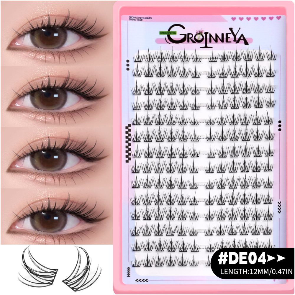 GROINNEYA Sweet Women s Group Korean style single cluster false eyelashes natural pure sweet girl black stem with eyeliner eyelashes
