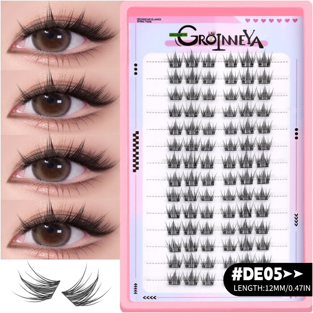 GROINNEYA Sweet Women s Group Korean style single cluster false eyelashes natural pure sweet girl black stem with eyeliner eyelashes