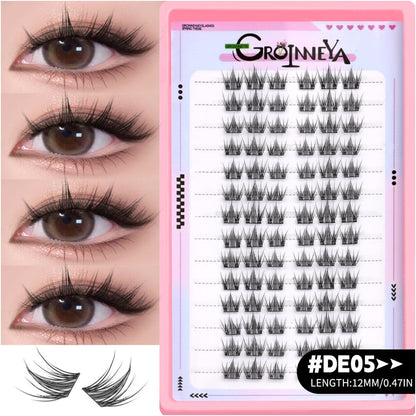 GROINNEYA Sweet Women s Group Korean style single cluster false eyelashes natural pure sweet girl black stem with eyeliner eyelashes
