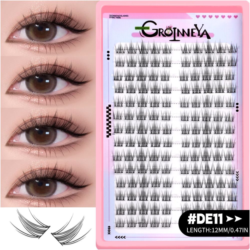 GROINNEYA Sweet Women s Group Korean style single cluster false eyelashes natural pure sweet girl black stem with eyeliner eyelashes