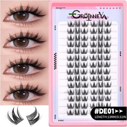 GROINNEYA Sweet Women s Group Korean style single cluster false eyelashes natural pure sweet girl black stem with eyeliner eyelashes
