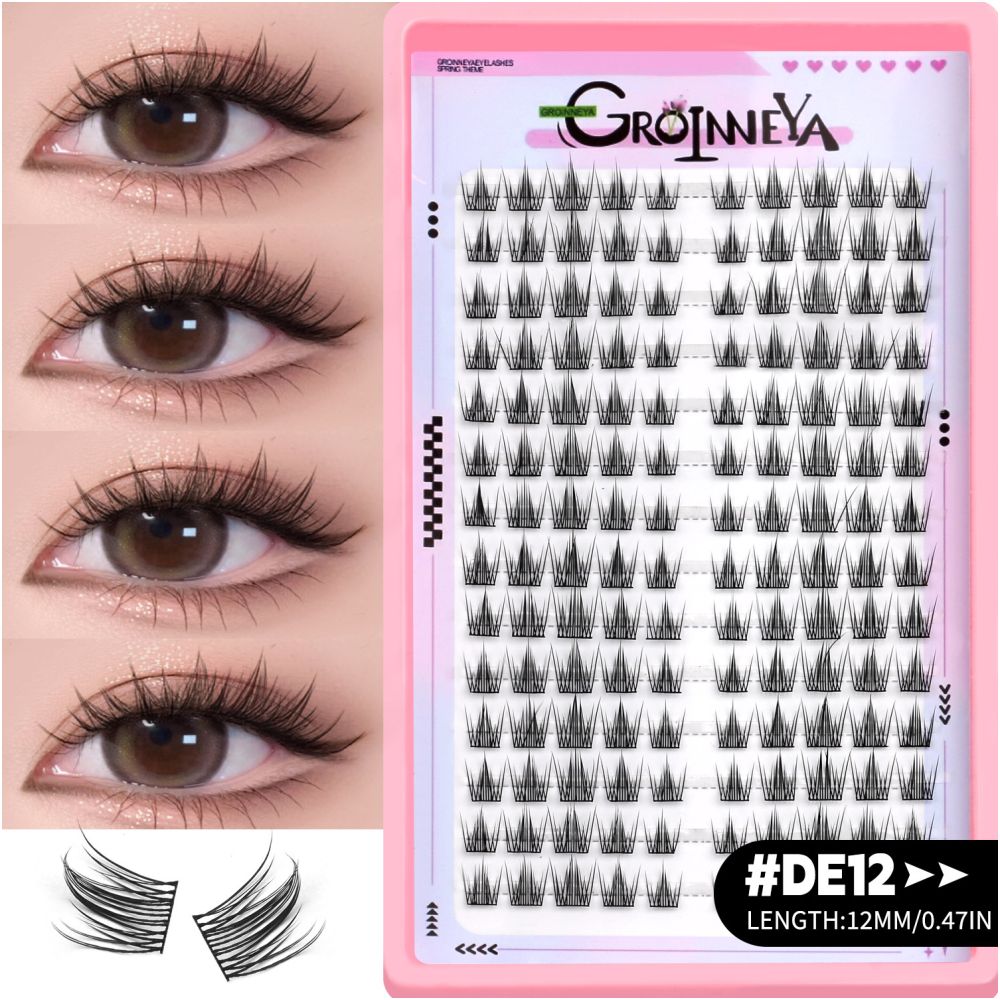 GROINNEYA Sweet Women s Group Korean style single cluster false eyelashes natural pure sweet girl black stem with eyeliner eyelashes