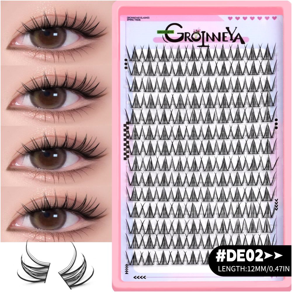GROINNEYA Sweet Women s Group Korean style single cluster false eyelashes natural pure sweet girl black stem with eyeliner eyelashes