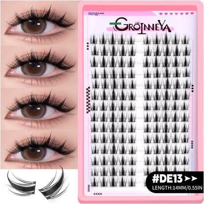 GROINNEYA Sweet Women s Group Korean style single cluster false eyelashes natural pure sweet girl black stem with eyeliner eyelashes