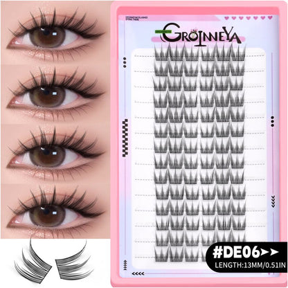 GROINNEYA Sweet Women s Group Korean style single cluster false eyelashes natural pure sweet girl black stem with eyeliner eyelashes