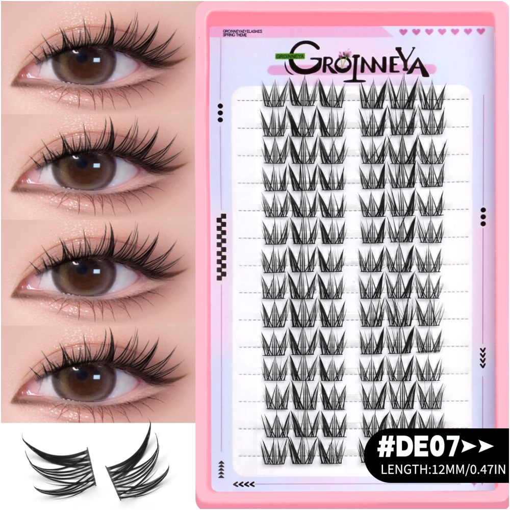 GROINNEYA Sweet Women s Group Korean style single cluster false eyelashes natural pure sweet girl black stem with eyeliner eyelashes