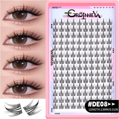 GROINNEYA Sweet Women s Group Korean style single cluster false eyelashes natural pure sweet girl black stem with eyeliner eyelashes